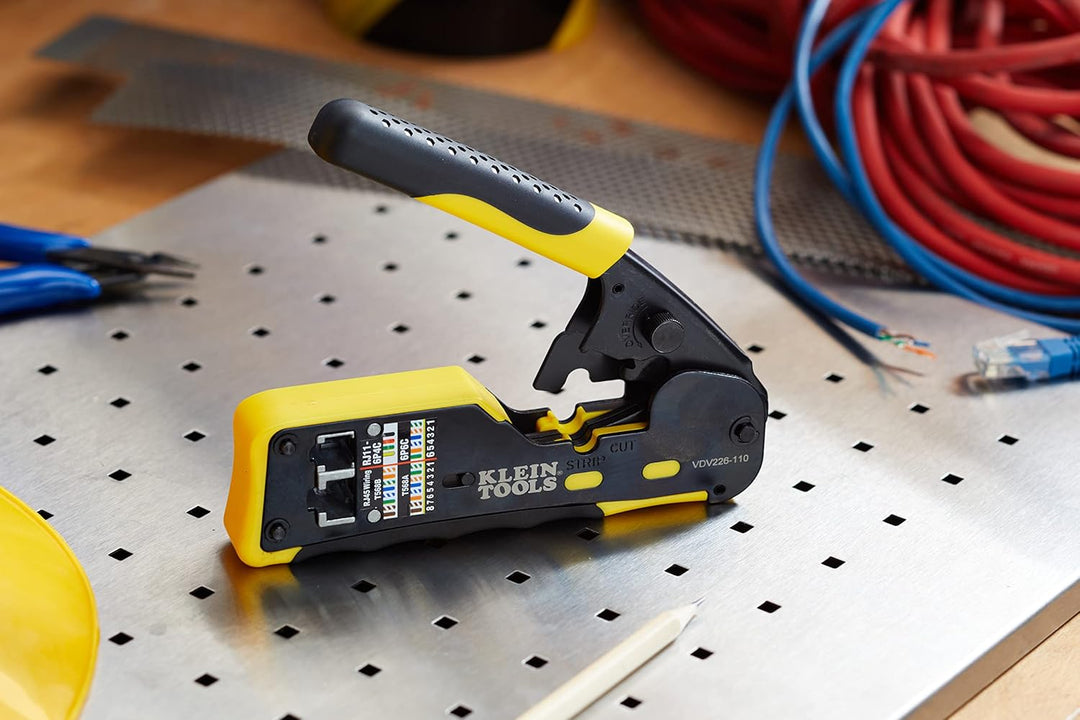 Klein Tools VDV226-110 Modularer Datenkabel-Crimper/Abisolierzange/Drahtschneider für RJ11/RJ12 Stan