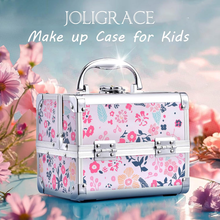 Kosmetikkoffer Schminkkoffer Schmuckkoffer Kosmetik-Makeup-Koffer mit Spiegel Pink, Blumen Blumen Ro