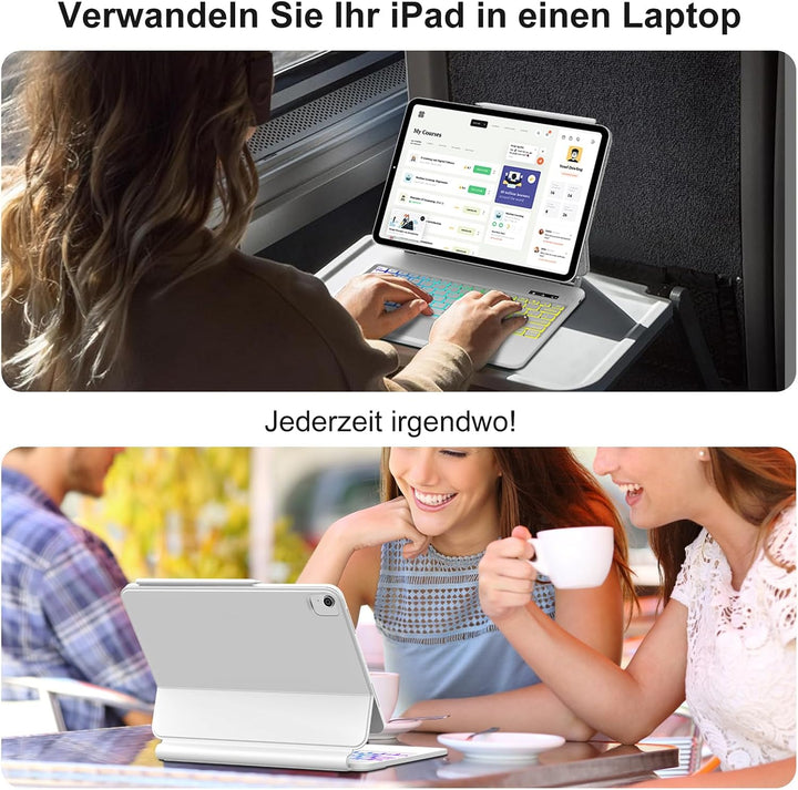 Magic Keyboard Hülle für iPad Air 13 Zoll M4 2026/M3 2025/M2 2024, Weiss | Tastatur für iPad Pro 12.