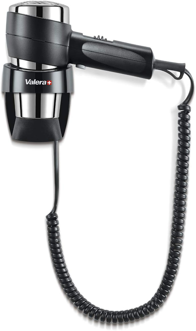 Valera Action Super Plus 1200 Haartrockner mit Wandhalterung, 1200 Watt, Farbe Schwarz/Chrom Black,