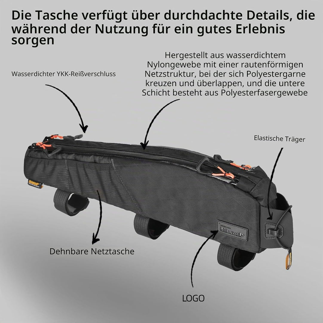 Fahrrad Oberrohrtasche Wasserdicht Rahmentasche Dreieckstasch Doppelseitige Netzbeutel für MTB Rennr