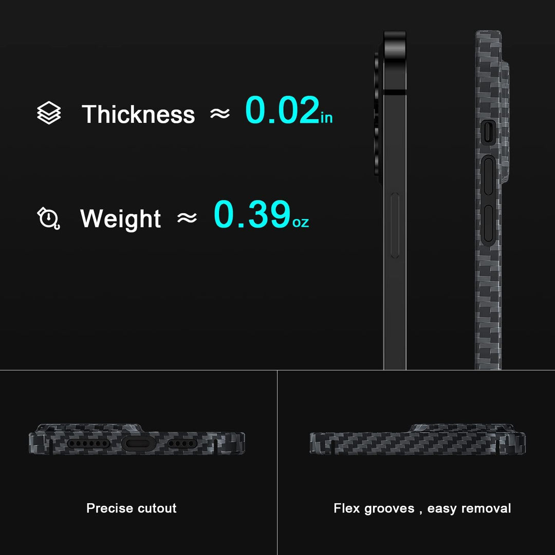 memumi Carbon Hülle für iPhone 13, 100% Aramidfaser Hülle, 0.5 mm Super dünne, Hülle aus echter Aram