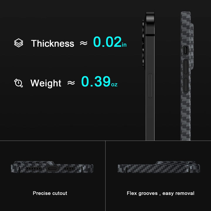 memumi Carbon Hülle für iPhone 13, 100% Aramidfaser Hülle, 0.5 mm Super dünne, Hülle aus echter Aram
