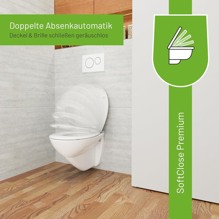 LUVETT® WC-Sitz S100 mit Glitzer-Steinen, oval, mit Absenkautomatik SoftClose®, abnehmbar, antibakte