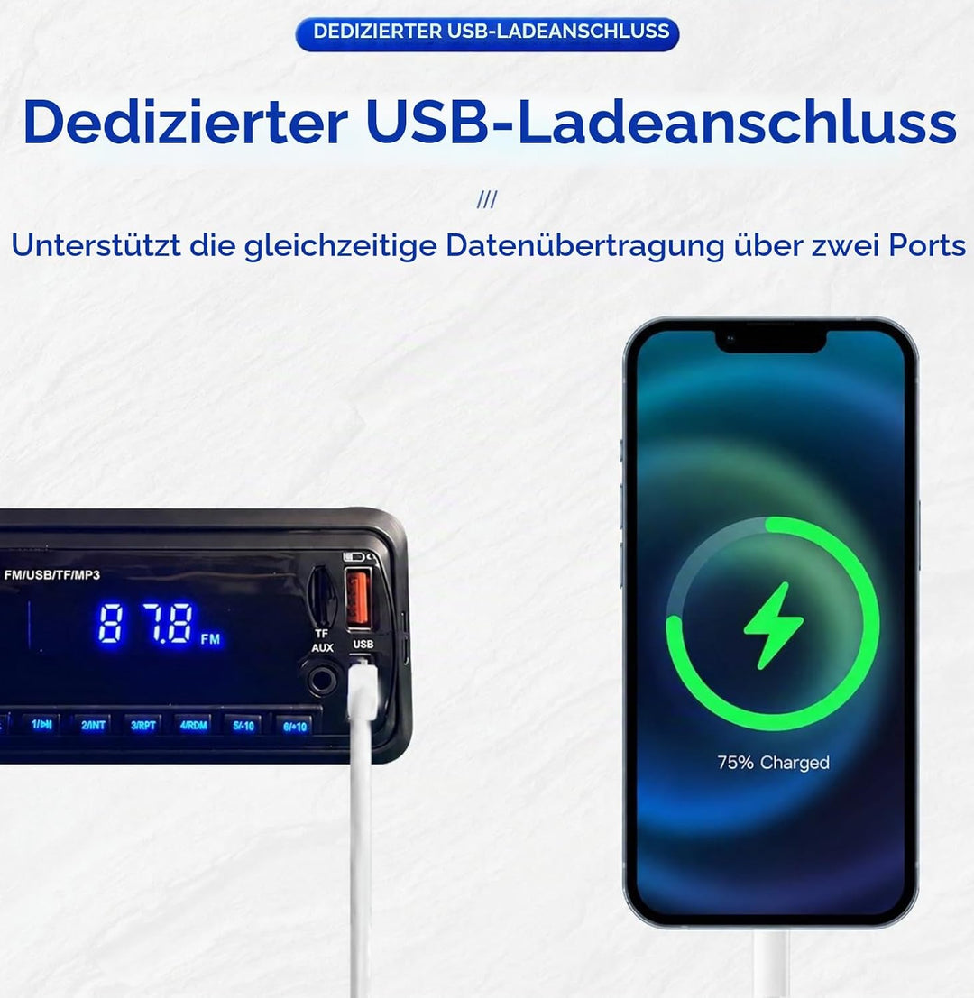 5060BT MP3-Player fürs Auto Autoradio Bluetooth Stereo mit 2 USB-Anschluss/FM/TF/MP3 Player Fernbedi