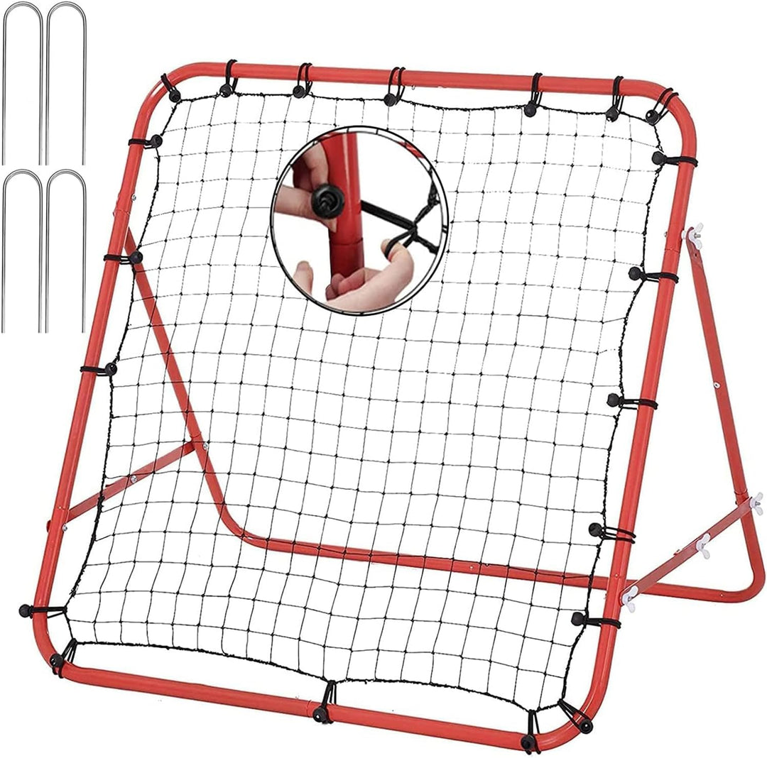 Fussball Rebound Netz Rebounder Faltbar Sports Prellwand aus Stahlrahmen Rot, 62cm x 62cm