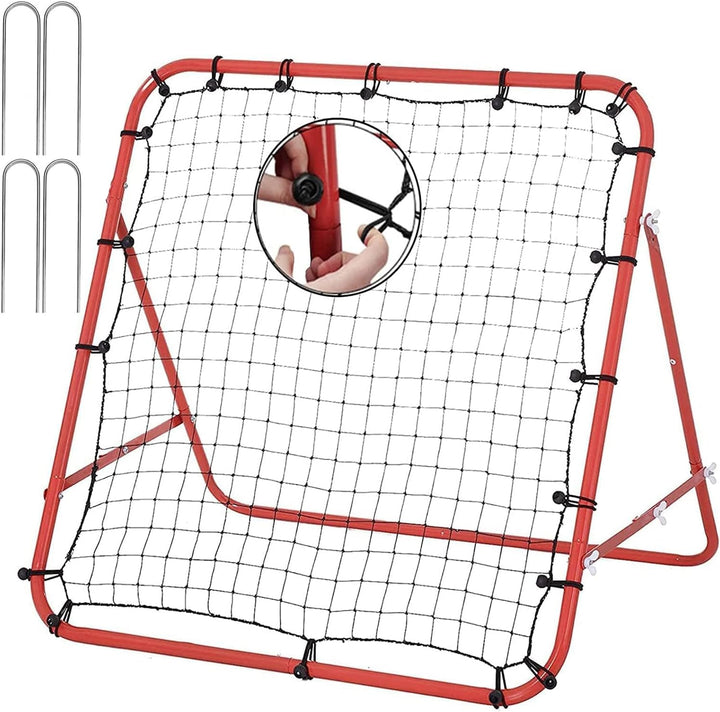 Fussball Rebound Netz Rebounder Faltbar Sports Prellwand aus Stahlrahmen Rot, 62cm x 62cm