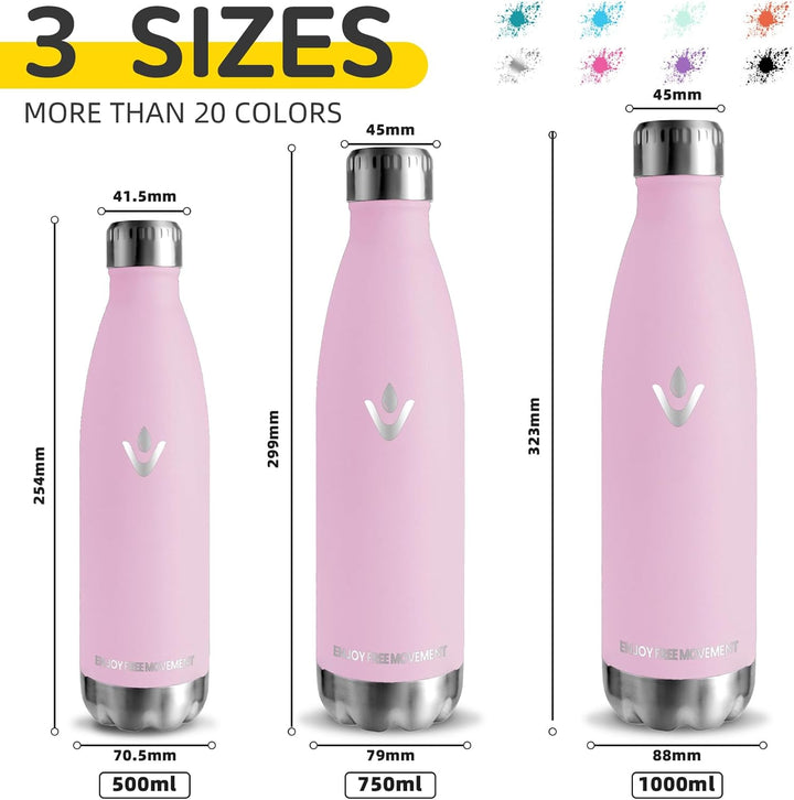 Thermosflasche- 750ml- Trinkflasche Edelstahl, BPA-freie, Trinkflasche Auslaufsicher, 24h Kalt & 12h