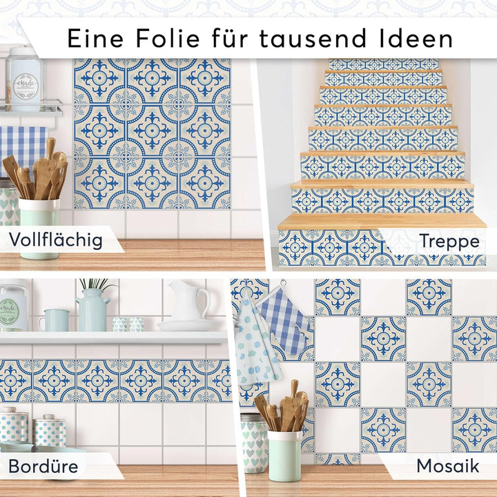 20 Stück Fliesenfolie für Bad und Küche 20x20 cm - Klebefliesen, Mosaikfliesen - Klebefolie Fliesen