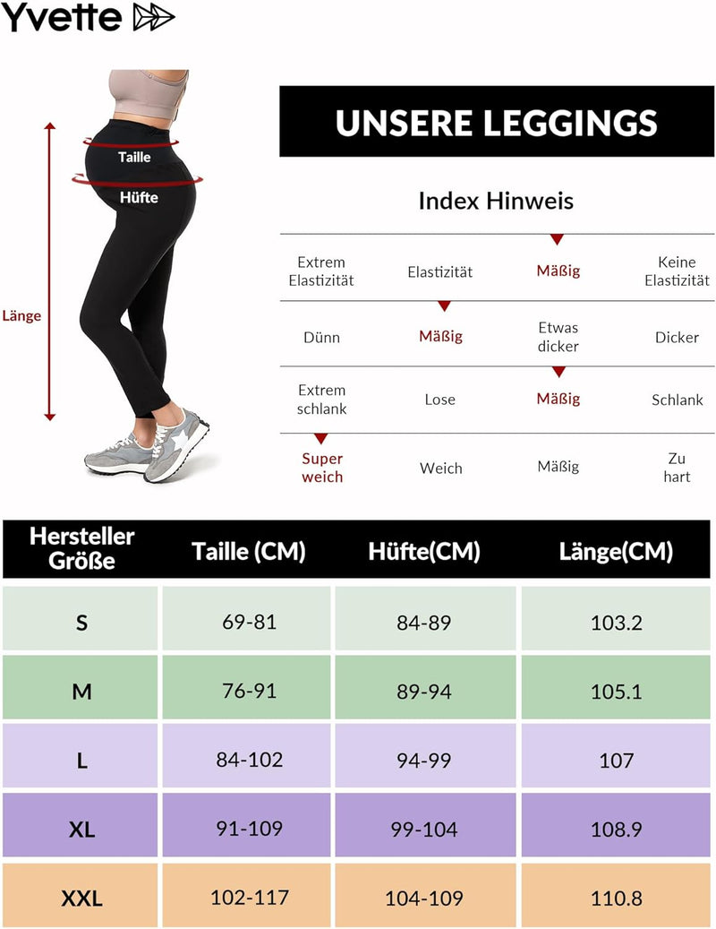 Yvette Lange Umstandsleggings für Schwangere, bequem Blickdicht Schwangerschafthosen