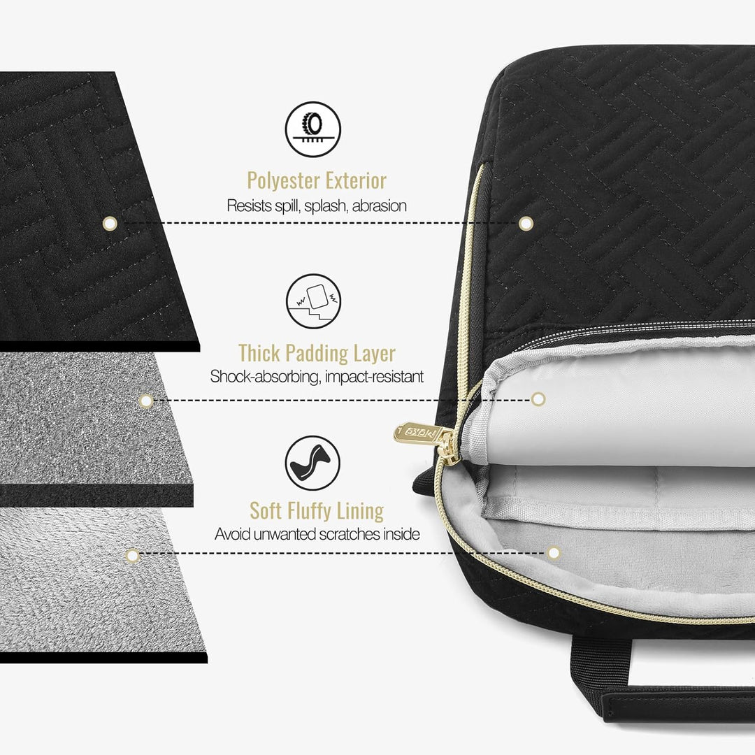 MoKo 15,6 Zoll Puffer Laptop Tasche, Gepolsterte Laptoptasche mit Schultergurt & Schultergurt, für M