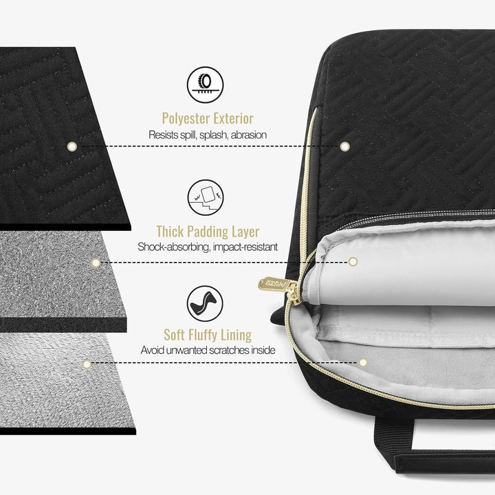 MoKo 15,6 Zoll Puffer Laptop Tasche, Gepolsterte Laptoptasche mit Schultergurt & Schultergurt, für M