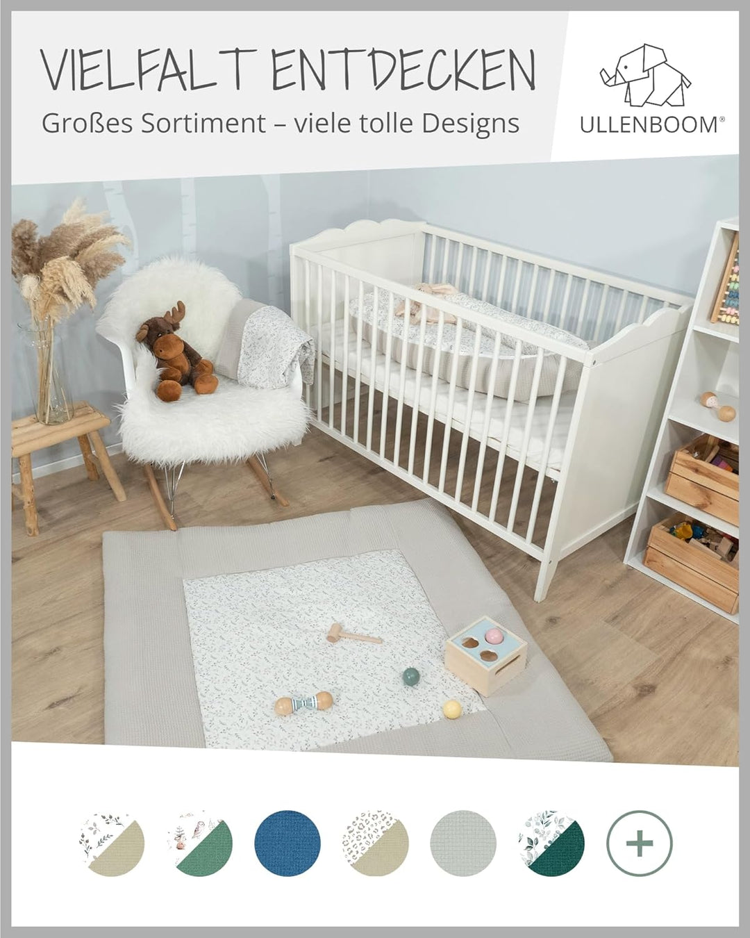 ULLENBOOM ® Windeltasche für unterwegs, Floral-Sand, Made in EU - Wickeltasche für bis zu 3 Windeln,