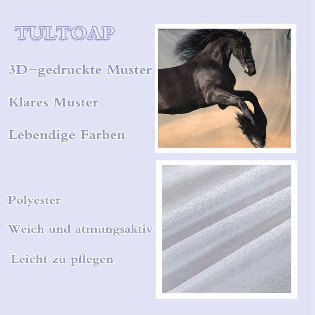 Pferde Motiv Bettbezug,Das laufende Pferd Motiv Kinder Bettwäsche Set,3D-Druck Tiere Pferd Motiv Bet