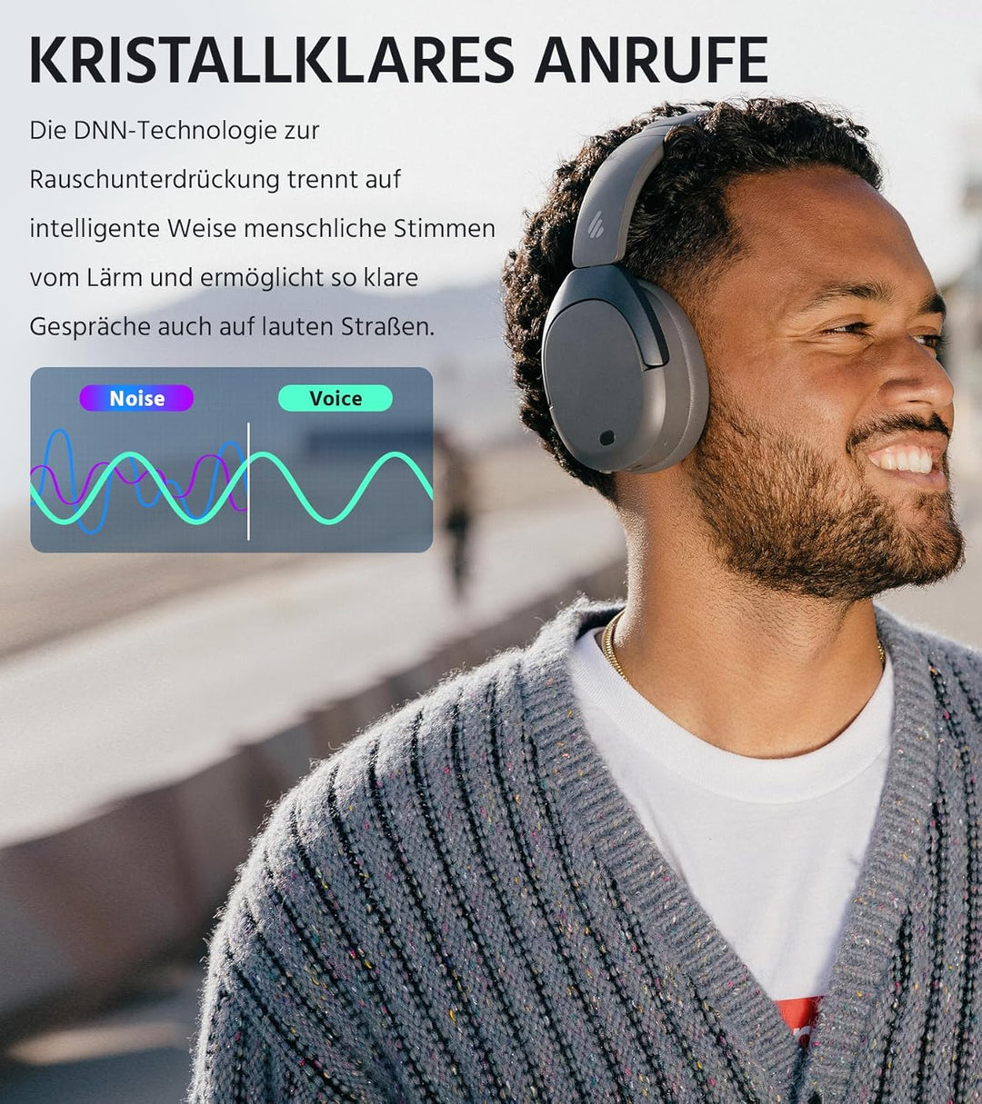 Edifier W830NB Wireless Over Ear Kopfhörer mit -45dB ANC, 94Std. AKKU, LDAC Hi-Res Sound, Spatial Au