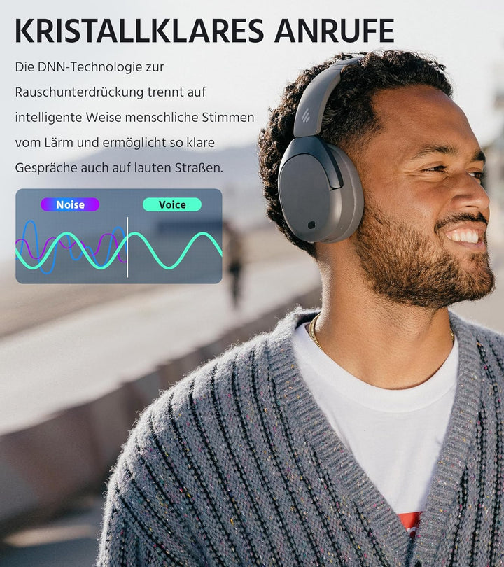 Edifier W830NB Wireless Over Ear Kopfhörer mit -45dB ANC, 94Std. AKKU, LDAC Hi-Res Sound, Spatial Au