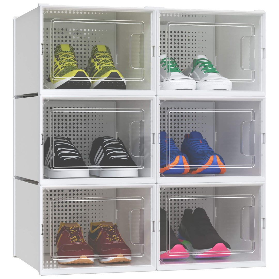 YITAHOME Schuhboxen, 6er Set, Schuhkarton stapelbar stabil, Aufbewahrungsboxen für Schuhe mit transp