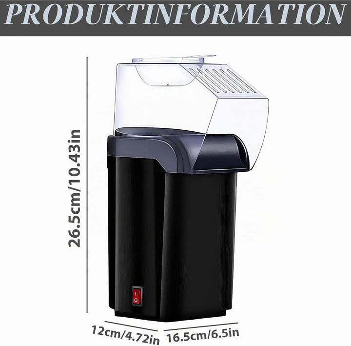 HeissLuft Popcornmaschine, 1200W Elektrische Popcorn Maker Selbstgemachte Schnelles Popcorn 2 Minute