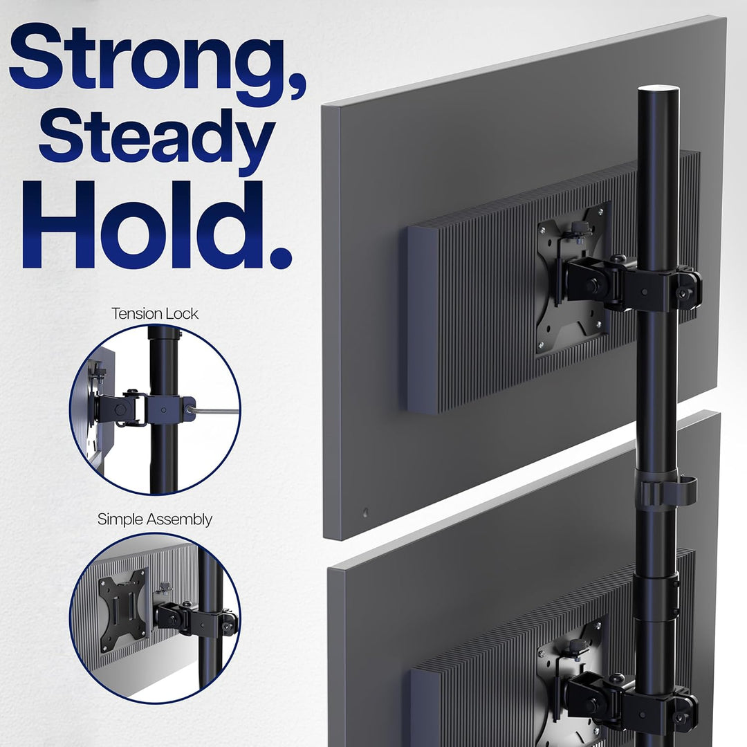 VIVO Dual LCD Monitor Desk Mount Stand Heavy Duty Stacked, Holds Vertical 2 Screens up to 32" (STAND