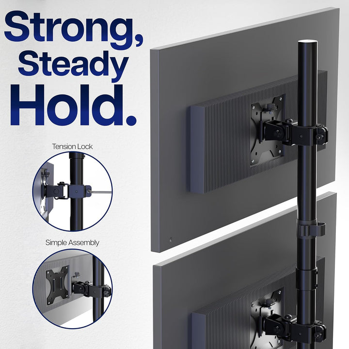VIVO Dual LCD Monitor Desk Mount Stand Heavy Duty Stacked, Holds Vertical 2 Screens up to 32" (STAND