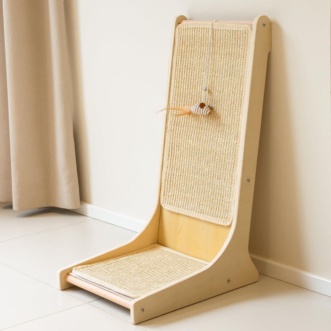 PETKARAY Sisal Kratzbrett Katze, 66 cm L-förmige Kratzbrett, 105° vertikale Kratzfläche, Kratzmöbel