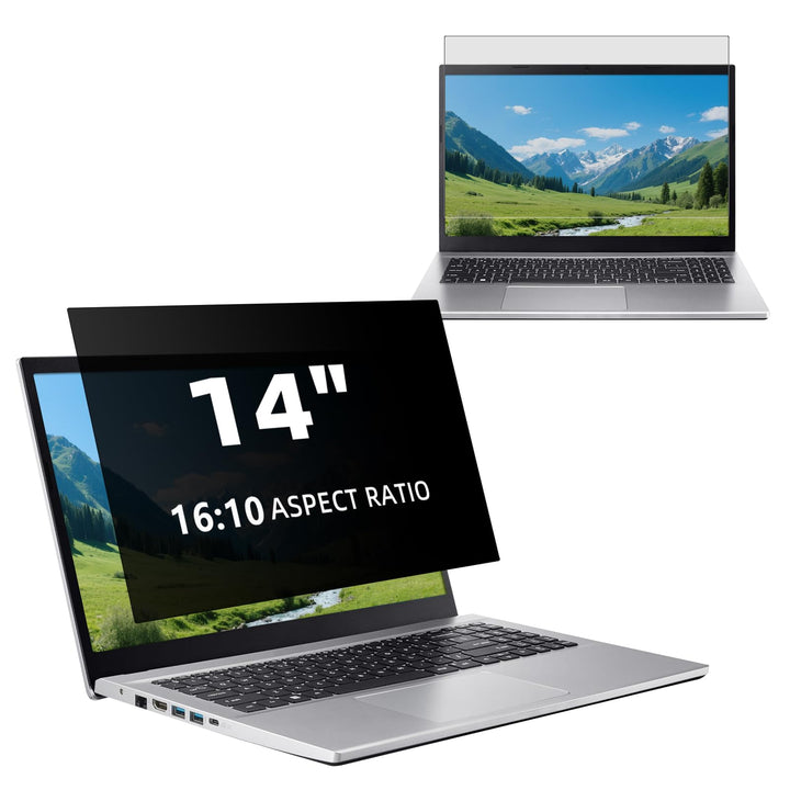 1 Stück Sichtschutzfolie für 14 Zoll 16:10 Laptop, Abnehmbarer Anti Blaulicht Blendschutz Monitor Bl