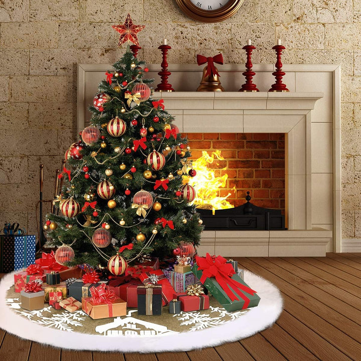 VOSAREA Weihnachtsbaum Rock Weihnachtsbaumdecke Rund Weihnachtsbaum Decke Gross Fell Christbaumdecke