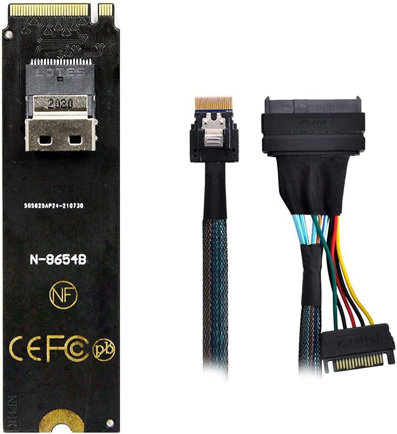 Xiwai NGFF M-Key NVME zu SFF-8654 Slimline SAS Kartenadapter und U.2 U2 SFF-8639 NVME PCIe SSD Kabel