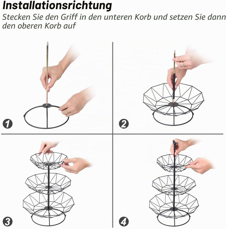 Hossejoy Obstkorb, 3-Stufiger Servierkorb Obstschale &amp; Snack-Verkaufsständer aus Metall, Perfekt für