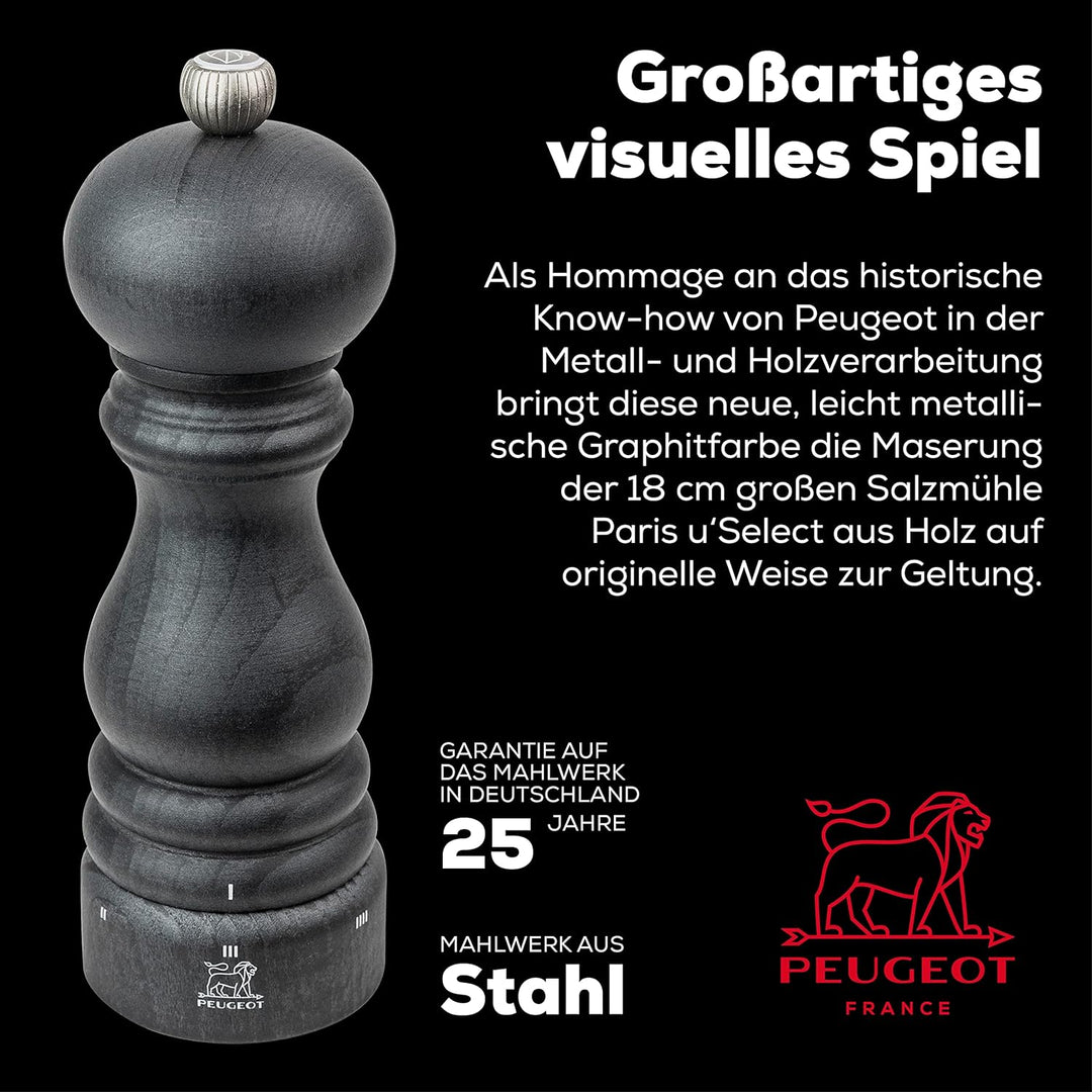 PEUGEOT - Salzmühle Paris u‘Select 18 cm - 6 voreingestellte Mahlgrade - Aus PEFC-zertifiziertem Hol