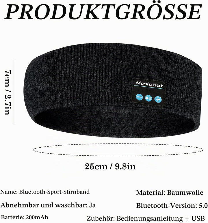 Bluetooth Kopfhörer Stirnband, Schlafkopfhörer Sport mit 6-10 Std Spielzeit, Atmungsaktives Schweiss