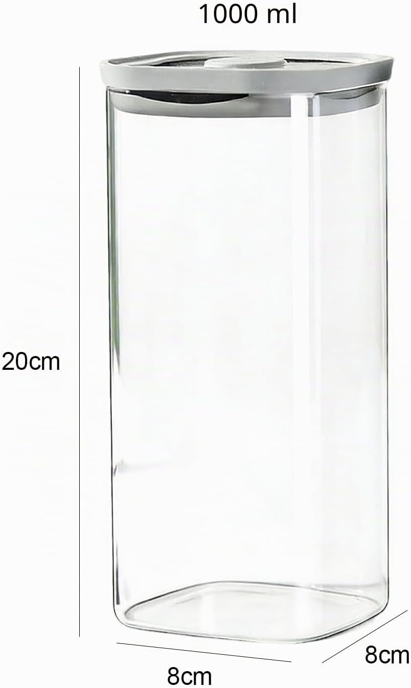 Luftdichtes Glas für Kaffeebohnen (2 Stück), Rechteckiges Vorratsglas mit Deckel, Insektensichere Gl