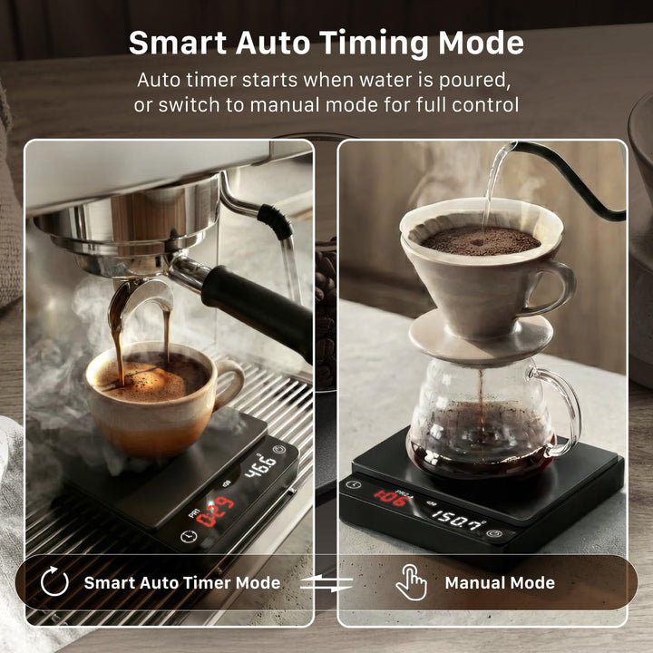 Garnen Mini Kaffeewaage mit Timer &amp; LED Display, 2kg/0,1g, Schwarz