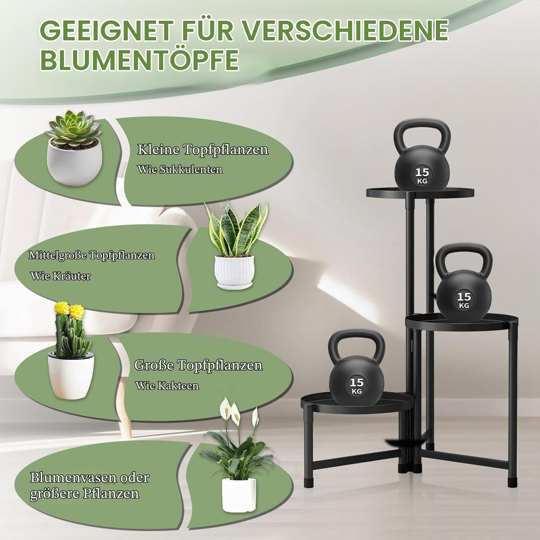 lalago 3 Etagen Blumenständer, Pflanzenregal Blumenregal Indoor Outdoor, Metall Pflanzenständer, Blu