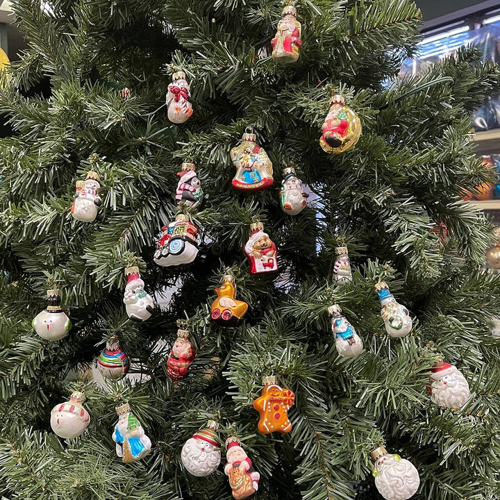 Adventskalender Weihnachtskalender mit Mini-Glasfiguren 4 cm Baumschmuck mundgeblasen und handdekori