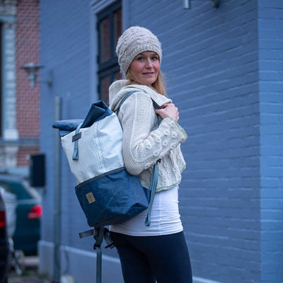 360° Grad Lotse Canvas Backpack Unisex with Blue Bar Canvas Bag Maritime Weatherproof, multicoloured