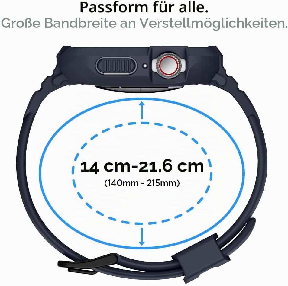 Spigen Rugged Armor Pro Hülle mit Band für Apple Watch 45/44mm | TPU-Unibody-Hülle mit Armband, Carb