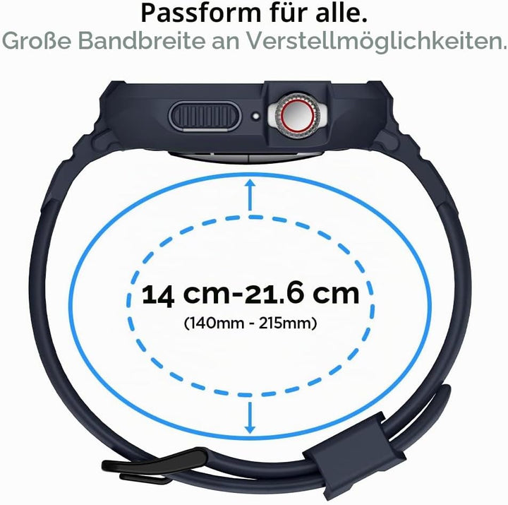 Spigen Rugged Armor Pro Hülle mit Band für Apple Watch 45/44mm | TPU-Unibody-Hülle mit Armband, Carb