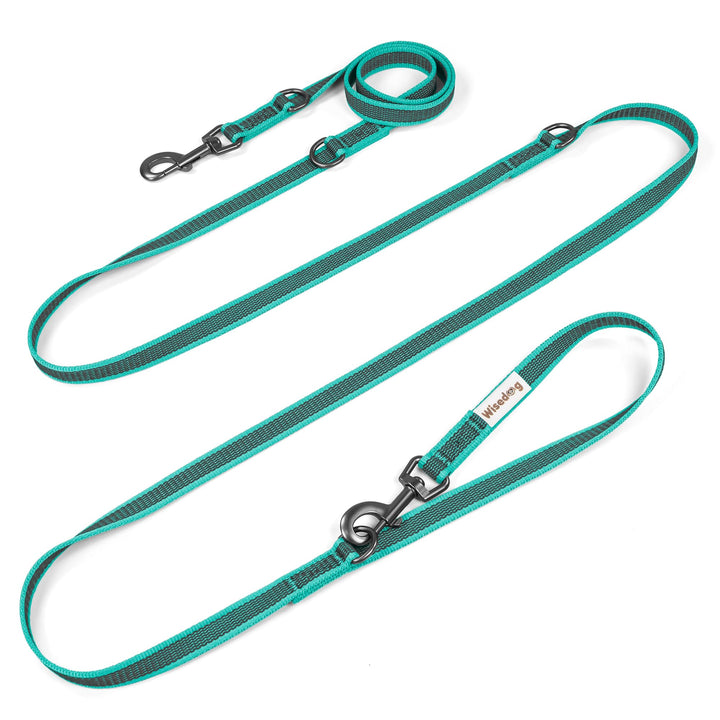 Wisedog 3m Seegrün doppelendige gummierte Hundeleine Leichtgewichtige Hands Free Leine für Hund ruts