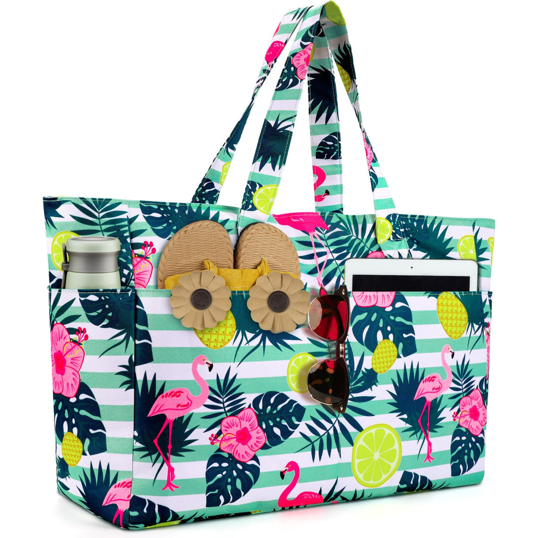 ISEYOU Strandtasche XXL Familie, Gross Strandtasche mit Reissverschluss Wasserdicht Sanddicht, Handt