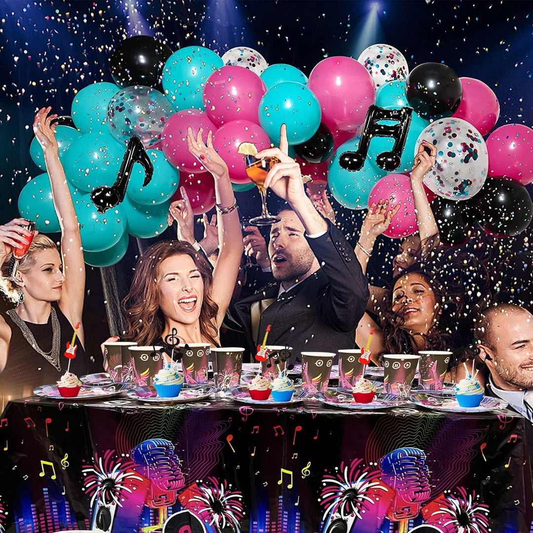 61Stk Party-Set Disco für Kindergeburtstag mit Teller + Becher + Servietten +Tischtücher Deko Disco