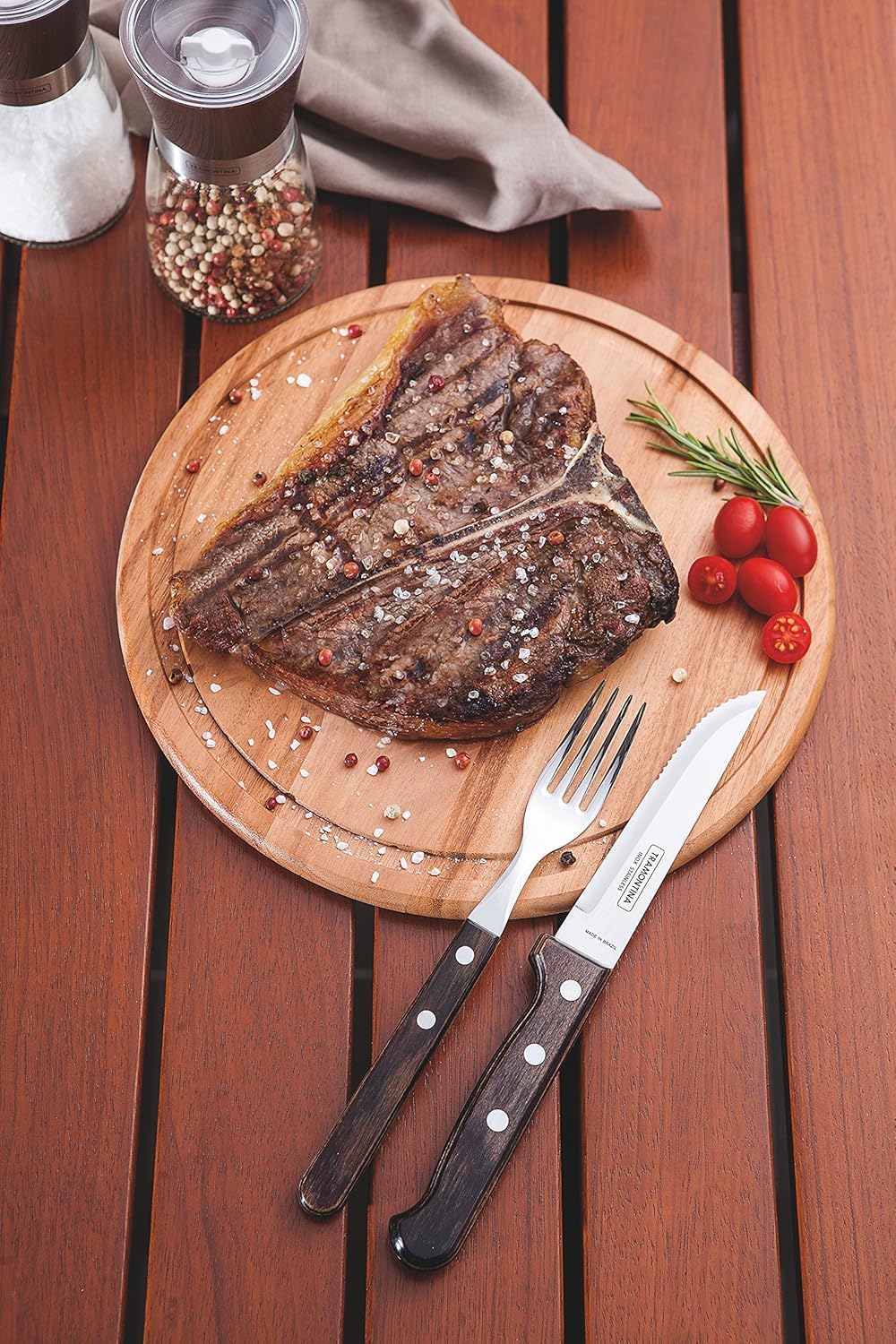 Tramontina Steakbesteck "Gaucho", Set 8-teilig, mit 4 Steakmessern und 4 Steakgabeln, Edelstahl, Ech