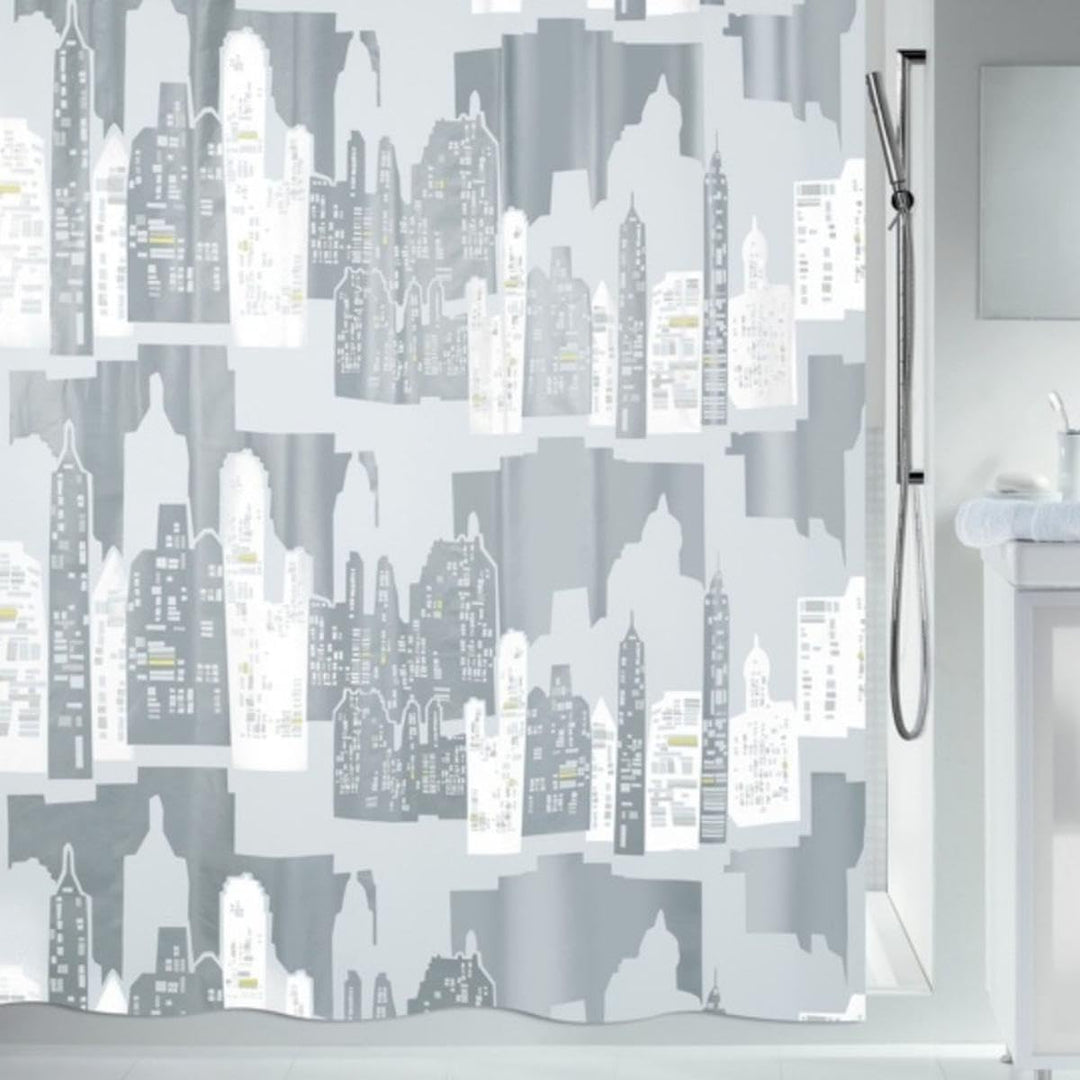 Spirella Anti-Schimmel Duschvorhang - Anti-Bakteriell, waschbar, wasserdicht - Peva, „Skyline“ 180x2