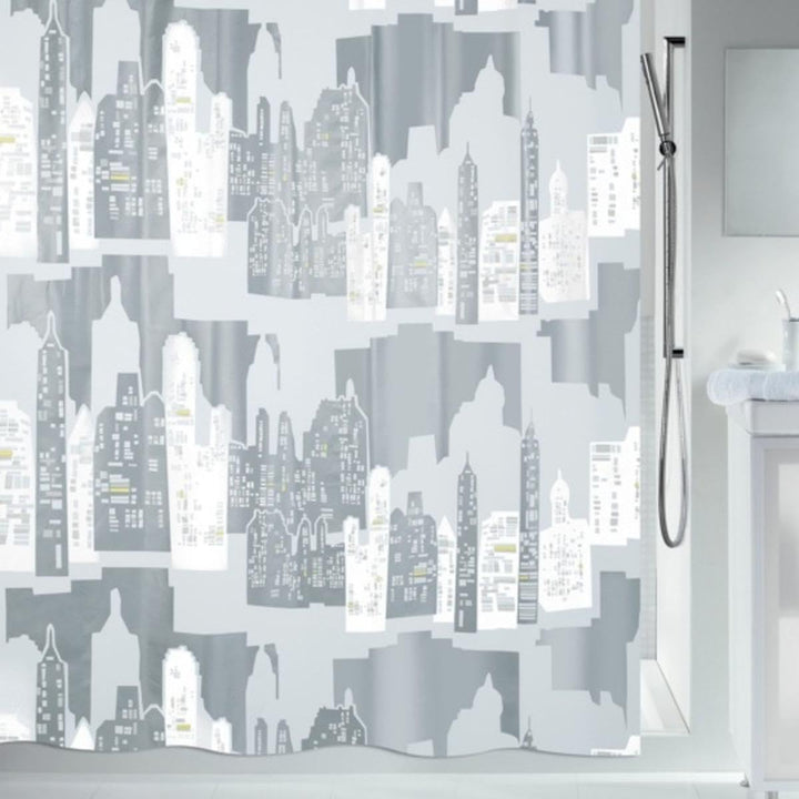 Spirella Anti-Schimmel Duschvorhang - Anti-Bakteriell, waschbar, wasserdicht - Peva, „Skyline“ 180x2
