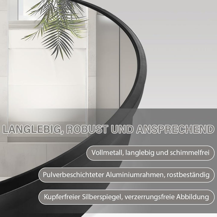 Runder Spiegelschrank,Aluminium-Spiegelrahmen,Pulverbeschichtetes Eisen,Hydraulikscharnier,kupferfre