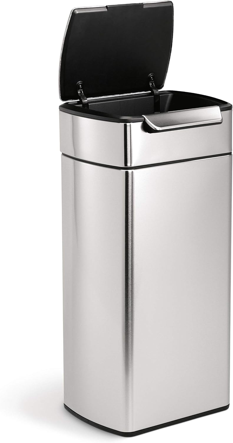 simplehuman CW2015 30 Liter, rechteckiger touch-bar Abfalleimer, Mülleimer Küche, gebürsteter Stahl,