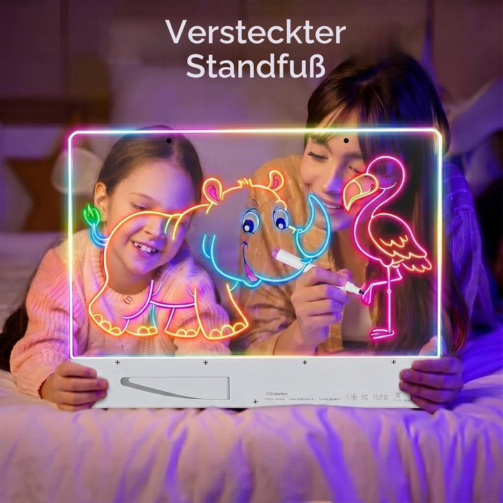 LED Zeichenbrett Wiederaufladbar mit RGB-Lichtern - 35cmx26cm Notiztafel aus kratzfestem Acryl,Led M