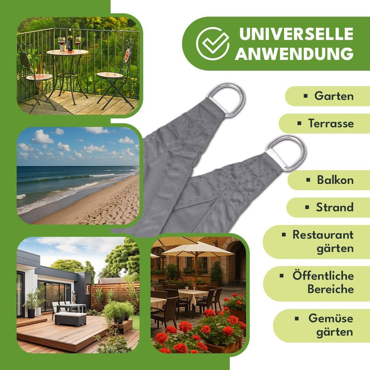 KRUMAD Sonnensegel Rechteckig 3m x 2m, Grau, UV-Schutz, Wasserdicht, Wetterfest, für Garten, Balkon