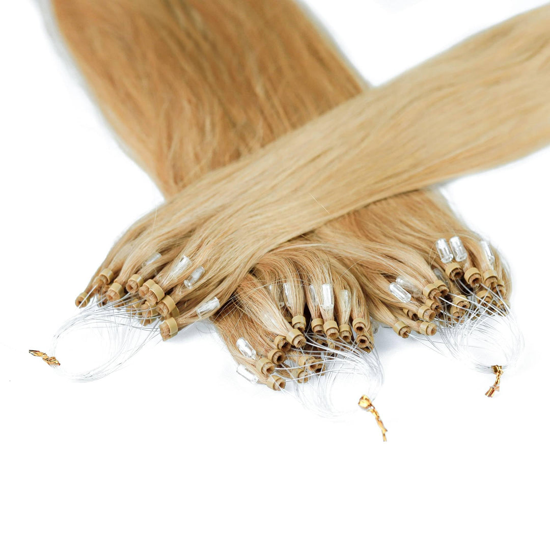 hair2heart Microring Extensions Echthaar glatt - 25 Strähnen 1g 50cm 9/31 lichtblond gold-asch 50cm