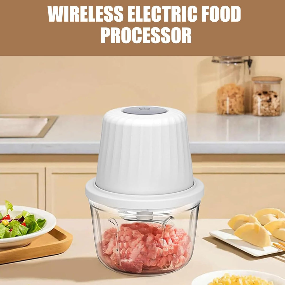 Zwiebel Zerkleinerer Elektrisch 400ML, Weiss Zwiebelschneider Elektrisch mit Akku Gemüsezerkleinerer